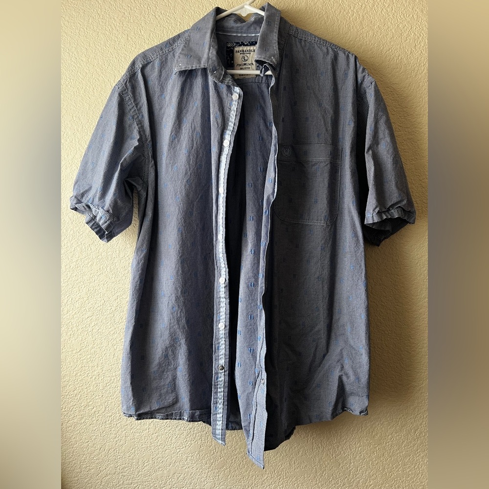Men’s blue Panhandle button up shirt size L